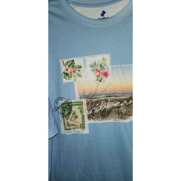 Caribbean Mens 3XT Blue Graphic T-Shirt - Picture 5 of 10